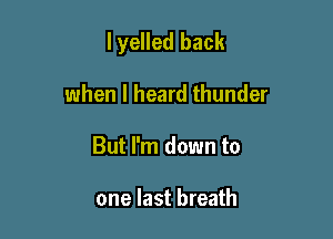 lyelled back

when I heard thunder
But I'm down to

one last breath