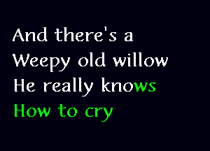 And there's a
Weepy old willow

He really knows
How to cry