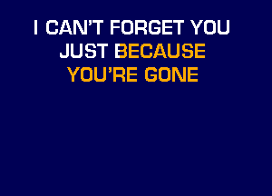 I CAN'T FORGET YOU
JUST BECAUSE
YOU'RE GONE