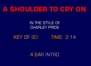 IN THE SWLE OF
CHARLEY PFIIDE

KEY OFEEJ TIME 3114

4 BAR INTRO