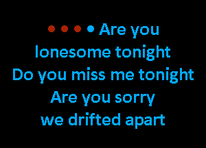 0 0 0 0 Are you
lonesome tonight

Do you miss me tonight
Are you sorry
we drifted apart