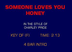IN THE STYLE OF
CHARLEY PRIDE

KB' OFIFJ TIME 218

4 BAR INTRO