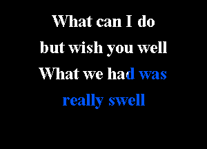 What can I do

but Wish you well

What we had was

really swell