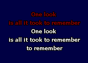 One look
is all it took to remember

to remember