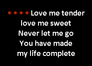 0 0 O 0 Love me tender
love me sweet

Never let me go
You have made
my life complete