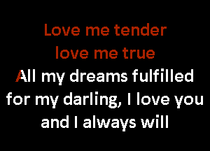 Love me tender
love me true

All my dreams fulfilled
for my darling, I love you
and I always will