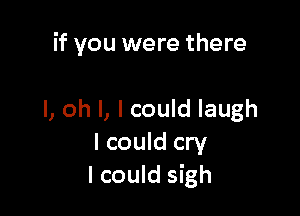 if you were there

I, oh I, I could laugh
I could cry
I could sigh