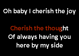 Oh baby I cherish the joy

Cherish the thought
Of always having you
here by my side