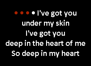 0 0 o 0 I've got you
under my skin

I've got you
deep in the heart of me
50 deep in my heart