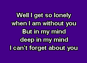 Well I get so lonely
when I am without you

But in my mind
deep in my mind
I canyt forget about you