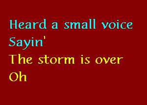 Heard a small voice
Sayin'

The storm is over
Oh