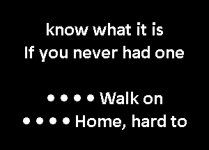 know what it is
If you never had one

o o 0 0 Walk on
o 0 0 0 Home, hard to