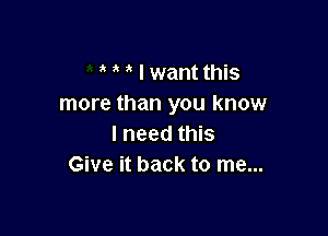 I want this
more than you know

I need this
Give it back to me...