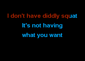 I don't have diddly squat

It's not having
what you want