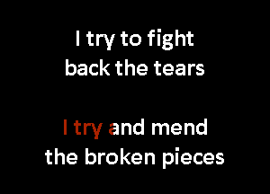 I try to fight
back the tears

I try and mend
the broken pieces