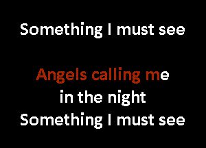 Something I must see

Angels calling me
in the night
Something I must see