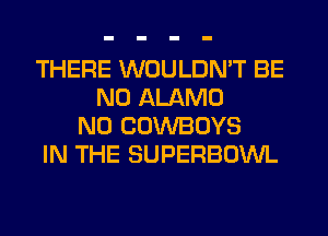 THERE WOULDN'T BE
N0 ALAMO
N0 COWBOYS
IN THE SUPERBOWL