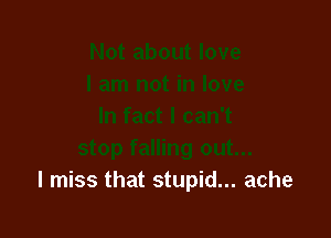 I miss that stupid... ache