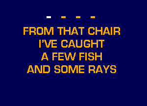 FROM THAT CHAIR
I'VE CAUGHT

A FEW FISH
AND SOME RAYS