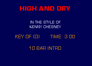 IN THE STYLE OF
KENNY CHESNEY

KEY OF (DJ TIME 300

10 BAR INTRO