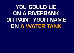 YOU COULD LIE
ON A RIVERBANK
0R PAINT YOUR NAME
ON A WATER TANK