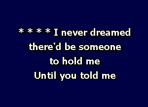 ak )k 3g 3k I never dreamed
there'd be someone

to hold me
Until you told me