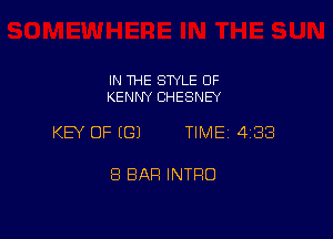 IN THE STYLE OF
KENNY CHESNEY

KEY OF (E31 TIME 433

8 BAR INTFIO
