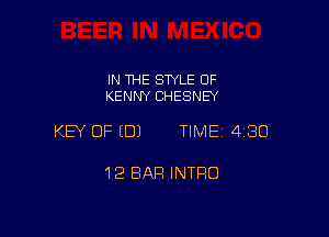 IN THE STYLE OF
KENNY CHESNEY

KEY OF EDJ TIME 430

12 BAR INTRO