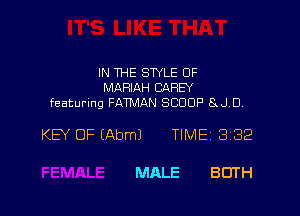 IN THE SWLE OF
MARIAH CAREY
featuring FATMAN SCOOP EuLD

KB OF EAbmJ TIME 3182

MALE BOTH