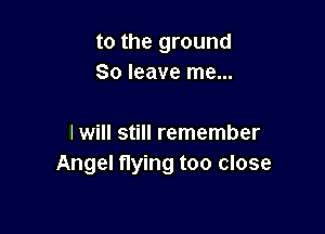 to the ground
80 leave me...

I will still remember
Angel flying too close