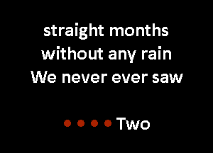 straight months
without any rain

We never ever saw

ooooTwo