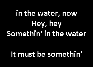 in the water, now
Hey, hey

Somethin' in the water

It must be somethin'