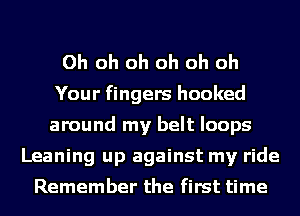 Oh oh oh oh oh oh
Your fingers hooked
around my belt loops
Leaning up against my ride

Remember the first time