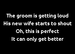 The groom is getting loud
His new wife starts to shout
Oh, this is perfect
It can only get better