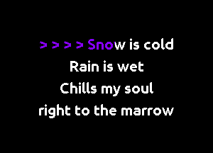 Snow is cold
Rain is wet

Chills my soul
right to the marrow