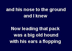 and his nose to the ground
and I knew

Now leading that pack
was a big old hound
with his ears a flopping