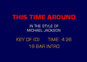 IN THE STYLE 0F
MICHAEL JACKSON

KEY OF (DJ TIME 428
18 BAR INTRO