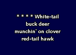 )k at )k ac White-tail
buck deer

munchin' on clover
red-tail hawk