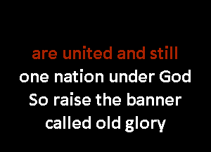 are united and still

one nation under God
So raise the banner
called old glory