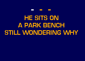 HE SITS ON
A PARK BENCH

STILL WONDERING WHY