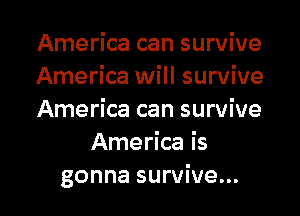 America can survive
America will survive

America can survive
America is
gonna survive...