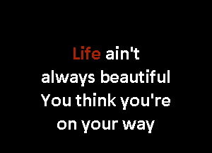 Life ain't

always beautiful
You think you're
on your way