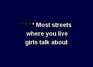 Most streets

where you live
girls talk about
