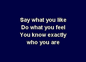 Say what you like
Do what you feel

You know exactly
who you are
