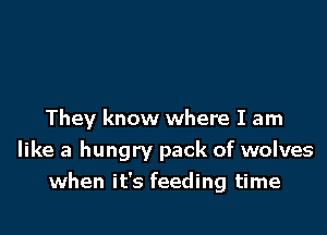 They know where I am
like a hungry pack of wolves
when it's feeding time