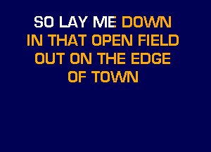 SO LAY ME DOWN
IN THAT OPEN FIELD
OUT ON THE EDGE
OF TOWN