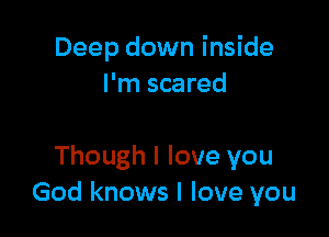 Deep down inside
I'm scared

Though I love you
God knows I love you