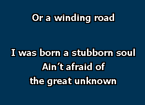 Or a winding road

I was born a stubborn soul
Ain't afraid of

the great unknown