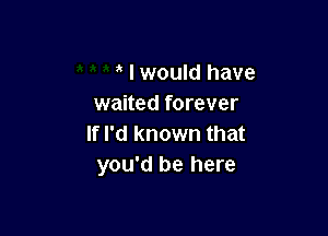 I would have
waited forever

If I'd known that
you'd be here