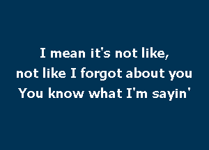 I mean it's not like,
not like I forgot about you

You know what I'm sayin'